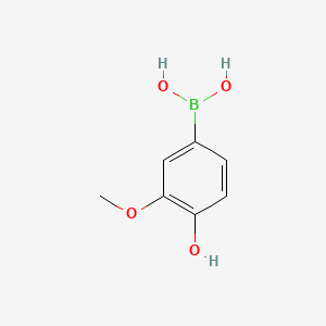 (4-Hydroxy-3-methoxyphenyl)boronic acid chemical structure (CAS 182344-21-4)