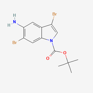 tert-Butyl 5-amino-3,6-dibromo-1H-indole-1-carboxylate chemical structure (CAS 1823786-39-5)