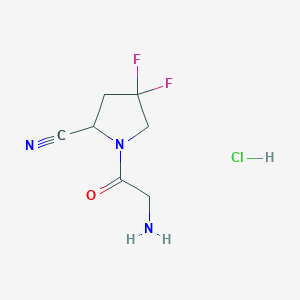 1-(2-Aminoacetyl)-4,4-difluoropyrrolidine-2-carbonitrile hydrochloride chemical structure (CAS 1823820-61-6)