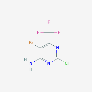5-Bromo-2-chloro-6-(trifluoromethyl)pyrimidin-4-amine chemical structure (CAS 1823954-38-6)