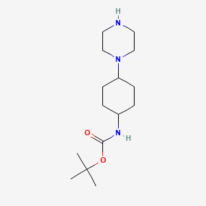 tert-Butyl (4-(piperazin-1-yl)cyclohexyl)carbamate chemical structure (CAS 1823976-76-6)