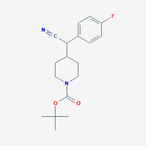 tert-Butyl 4-(cyano(4-fluorophenyl)methyl)piperidine-1-carboxylate chemical structure (CAS 1824014-64-3)