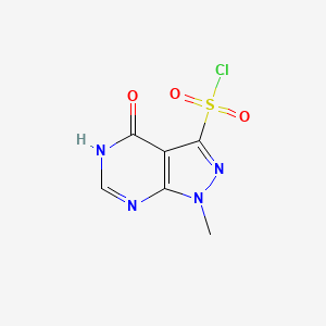 1-Methyl-4-oxo-2,4-dihydro-1H-pyrazolo[3,4-d]pyrimidine-3-sulfonyl chloride chemical structure (CAS 1824070-24-7)