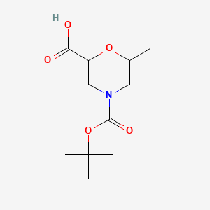 4-(tert-Butoxycarbonyl)-6-methylmorpholine-2-carboxylic acid chemical structure (CAS 1824344-37-7)