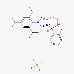 (5aS,10bR)-2-(2,4,6-Triisopropylphenyl)-5a,10b-dihydro-4H,6H-indeno[2,1-b][1,2,4]triazolo[4,3-d][1,4]oxazin-2-ium tetrafluoroborate chemical structure (CAS 1827720-97-7)