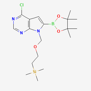4-Chloro-6-(4,4,5,5-tetramethyl-1,3,2-dioxaborolan-2-yl)-7-((2-(trimethylsilyl)ethoxy)methyl)-7H-pyrrolo[2,3-d]pyrimidine chemical structure (CAS 1830311-70-0)