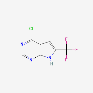 4-Chloro-6-(trifluoromethyl)-7H-pyrrolo[2,3-d]pyrimidine chemical structure (CAS 1830312-37-2)