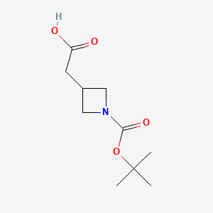 2-(1-(tert-Butoxycarbonyl)azetidin-3-yl)acetic acid chemical structure (CAS 183062-96-6)