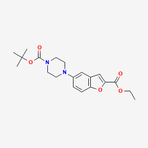 tert-Butyl 4-(2-(ethoxycarbonyl)benzofuran-5-yl)piperazine-1-carboxylate chemical structure (CAS 183288-43-9)