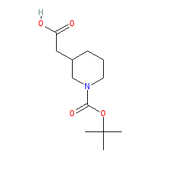 1-Boc-Piperidine-3-acetic acid chemical structure (CAS 183483-09-2)