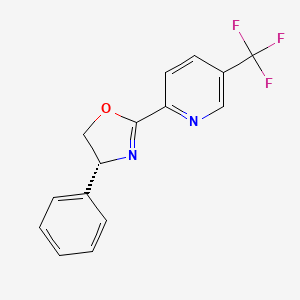 (R)-4-Phenyl-2-(5-(trifluoromethyl)pyridin-2-yl)-4,5-dihydrooxazole chemical structure (CAS 1835671-08-3)
