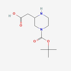 2-(4-(tert-Butoxycarbonyl)piperazin-2-yl)acetic acid chemical structure (CAS 183591-72-2)
