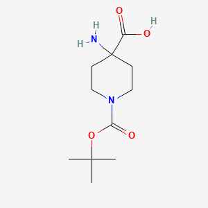 4-Amino-1-(tert-butoxycarbonyl)piperidine-4-carboxylic acid chemical structure (CAS 183673-71-4)