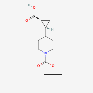 rel-(1R,2S)-2-(1-(tert-Butoxycarbonyl)piperidin-4-yl)cyclopropane-1-carboxylic acid chemical structure (CAS 183808-09-5)