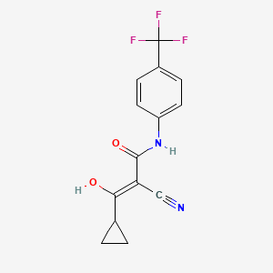 2-Cyano-3-cyclopropyl-3-hydroxy-N-(4-(trifluoromethyl)phenyl)acrylamide chemical structure (CAS 183945-55-3)