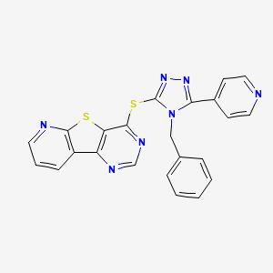 4-((4-Benzyl-5-(pyridin-4-yl)-4H-1,2,4-triazol-3-yl)thio)pyrido[3',2':4,5]thieno[3,2-d]pyrimidine chemical structure (CAS 1841460-82-9)