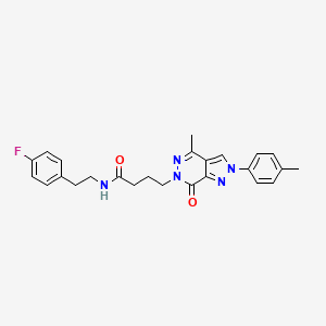 N-(4-Fluorophenethyl)-4-(4-methyl-7-oxo-2-(p-tolyl)-2H-pyrazolo[3,4-d]pyridazin-6(7H)-yl)butanamide chemical structure (CAS 1841464-21-8)
