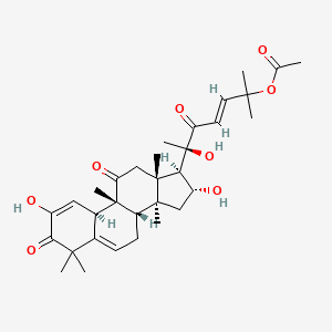 (R,E)-6-((8S,9R,10R,13R,14S,16R,17R)-2,16-Dihydroxy-4,4,9,13,14-pentamethyl-3,11-dioxo-4,7,8,9,10,11,12,13,14,15,16,17-dodecahydro-3H-cyclopenta[a]phenanthren-17-yl)-6-hydroxy-2-methyl-5-oxohept-3-en-2-yl acetate chemical structure (CAS 18444-66-1)