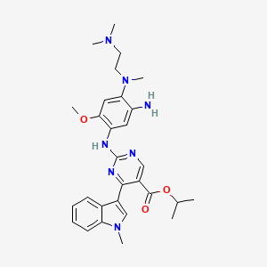 Isopropyl 2-((5-amino-4-((2-(dimethylamino)ethyl)(methyl)amino)-2-methoxyphenyl)amino)-4-(1-methyl-1H-indol-3-yl)pyrimidine-5-carboxylate chemical structure (CAS 1847465-25-1)