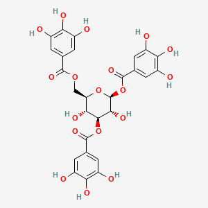 (2S,3R,4S,5R,6R)-3,5-Dihydroxy-6-(((3,4,5-trihydroxybenzoyl)oxy)methyl)tetrahydro-2H-pyran-2,4-diyl bis(3,4,5-trihydroxybenzoate) chemical structure (CAS 18483-17-5)