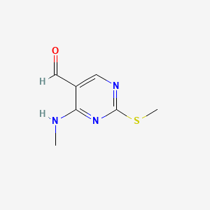 4-(Methylamino)-2-(methylthio)pyrimidine-5-carbaldehyde chemical structure (CAS 185040-32-8)