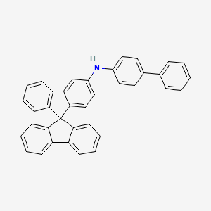 N-(4-(9-Phenyl-9H-fluoren-9-yl)phenyl)-[1,1'-biphenyl]-4-amine chemical structure (CAS 1853122-02-7)