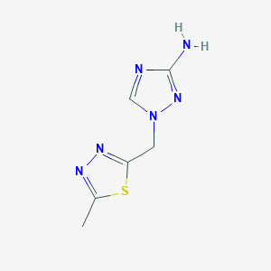 1-((5-Methyl-1,3,4-thiadiazol-2-yl)methyl)-1H-1,2,4-triazol-3-amine chemical structure (CAS 1856377-15-5)