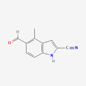 5-Formyl-4-methyl-1H-indole-2-carbonitrile chemical structure (CAS 1857296-22-0)
