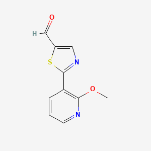 2-(2-Methoxypyridin-3-yl)thiazole-5-carbaldehyde chemical structure (CAS 1858140-36-9)