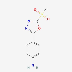 4-(5-(Methylsulfonyl)-1,3,4-oxadiazol-2-yl)aniline chemical structure (CAS 1858267-88-5)