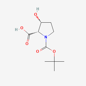(2S,3R)-1-(tert-Butoxycarbonyl)-3-hydroxypyrrolidine-2-carboxylic acid chemical structure (CAS 186132-96-7)