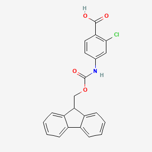 4-((((9H-Fluoren-9-yl)methoxy)carbonyl)amino)-2-chlorobenzoic acid chemical structure (CAS 186320-13-8)