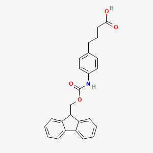 4-(4-((((9H-Fluoren-9-yl)methoxy)carbonyl)amino)phenyl)butanoic acid chemical structure (CAS 186320-14-9)