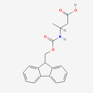 3-((((9H-Fluoren-9-yl)methoxy)carbonyl)amino)butanoic acid chemical structure (CAS 186320-18-3)