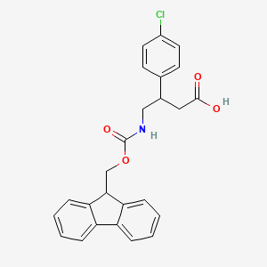 4-((((9H-Fluoren-9-yl)methoxy)carbonyl)amino)-3-(4-chlorophenyl)butanoic acid chemical structure (CAS 186320-20-7)