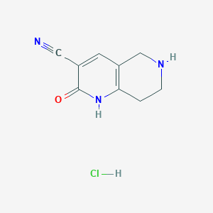 2-Oxo-1,2,5,6,7,8-hexahydro-1,6-naphthyridine-3-carbonitrile hydrochloride chemical structure (CAS 1864064-57-2)