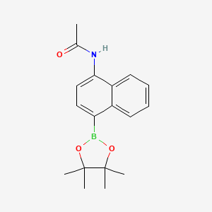 N-(4-(4,4,5,5-Tetramethyl-1,3,2-dioxaborolan-2-yl)naphthalen-1-yl)acetamide chemical structure (CAS 1864801-88-6)