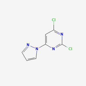 2,4-Dichloro-6-(1H-pyrazol-1-yl)pyrimidine chemical structure (CAS 1869125-13-2)