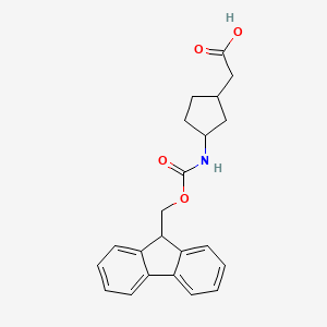 2-(3-((((9H-Fluoren-9-yl)methoxy)carbonyl)amino)cyclopentyl)acetic acid chemical structure (CAS 1869824-13-4)
