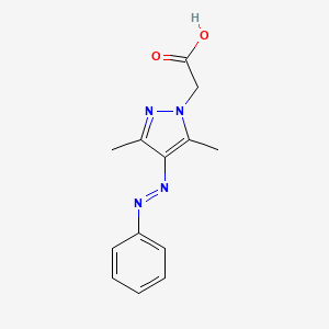 (E)-2-(3,5-Dimethyl-4-(phenyldiazenyl)-1H-pyrazol-1-yl)acetic acid chemical structure (CAS 1870855-76-7)