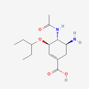 (3R,4R,5S)-4-Acetamido-5-amino-3-(pentan-3-yloxy)cyclohex-1-enecarboxylic acid chemical structure (CAS 187227-45-8)