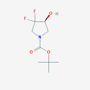 tert-Butyl (4S)-3,3-difluoro-4-hydroxypyrrolidine-1-carboxylate chemical structure (CAS 1873374-41-4)