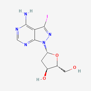 (2R,3S,5R)-5-(4-Amino-3-iodo-1H-pyrazolo[3,4-d]pyrimidin-1-yl)-2-(hydroxymethyl)tetrahydrofuran-3-ol chemical structure (CAS 187479-00-1)