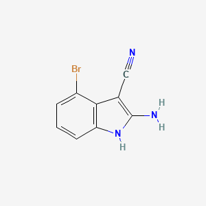 2-Amino-4-bromo-1H-indole-3-carbonitrile chemical structure (CAS 1876426-21-9)