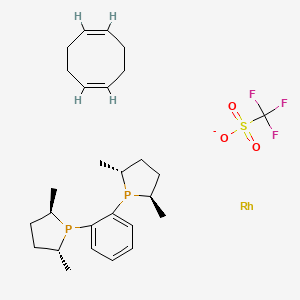 (-)-1,2-Bis((2R,5R)-2,5-dimethylphospholano)benzene(1,5-cyclooctadiene)rhodium(I)trifluoromethanesulfonate chemical structure (CAS 187682-63-9)