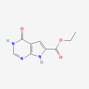 Ethyl 4-hydroxy-7H-pyrrolo[2,3-d]pyrimidine-6-carboxylate chemical structure (CAS 187724-99-8)