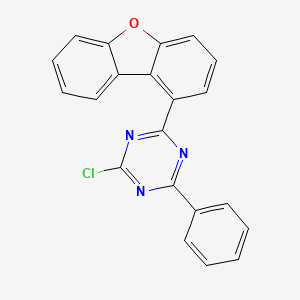 2-Chloro-4-(dibenzo[b,d]furan-1-yl)-6-phenyl-1,3,5-triazine chemical structure (CAS 1883265-32-4)