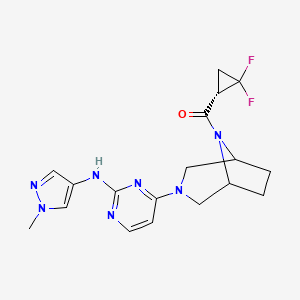 ((S)-2,2-Difluorocyclopropyl)(3-(2-((1-methyl-1H-pyrazol-4-yl)amino)pyrimidin-4-yl)-3,8-diazabicyclo[3.2.1]octan-8-yl)methanone chemical structure (CAS 1883299-62-4)
