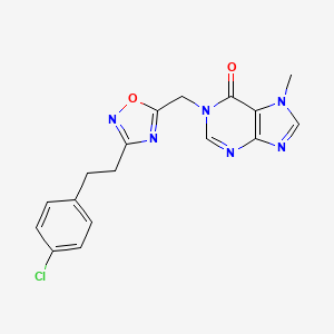 1-((3-(4-Chlorophenethyl)-1,2,4-oxadiazol-5-yl)methyl)-7-methyl-1H-purin-6(7H)-one chemical structure (CAS 1883711-97-4)