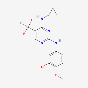 N4-Cyclopropyl-N2-(3,4-dimethoxyphenyl)-5-(trifluoromethyl)pyrimidine-2,4-diamine chemical structure (CAS 1884222-74-5)